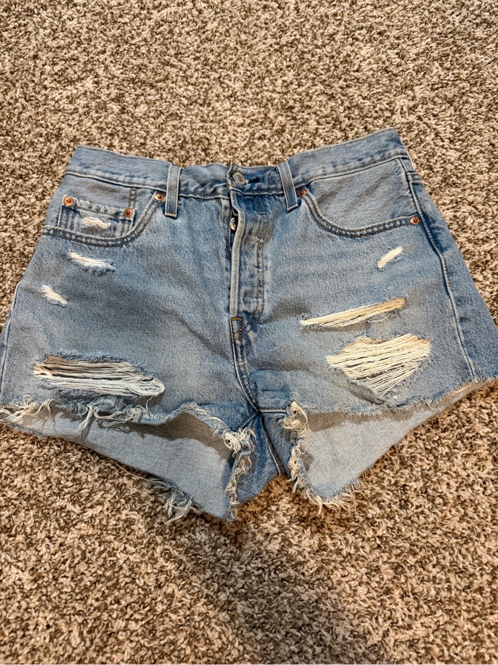 Levi's Light Blue Distressed Cutoff Denim Shorts